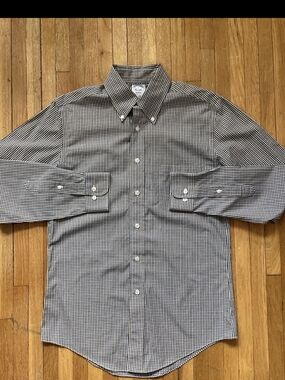 Brooks Brothers Men's Size Small Blue/Yellow Check Non-Iron Button-Down Shirt
